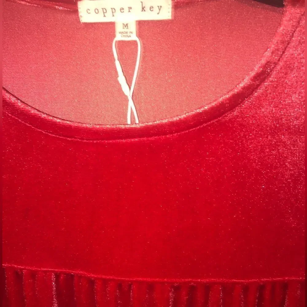 KIDS Girls Cooper Key Holiday Red Velvet Velour Long Sleeves Holiday Dre…